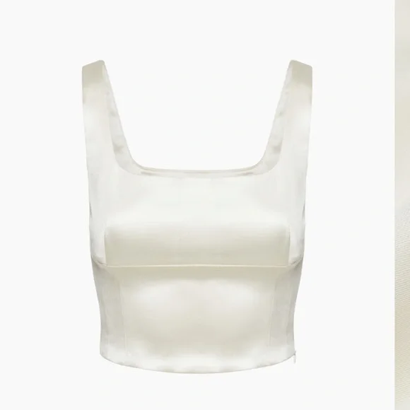 WHITE Aritzia Wilfred satin bustier - Picture 1 of 7